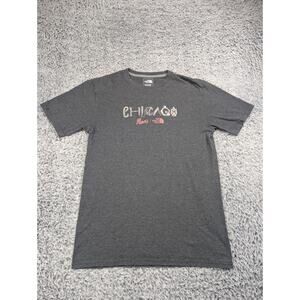 North Face Shirt Men Medium Gray Chicago Outdoor Short Sleeve Graphic Tee Casual
